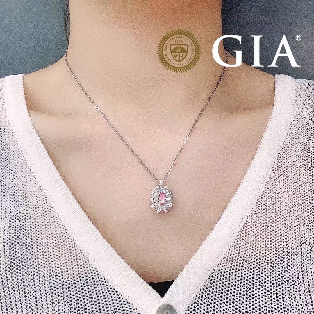 Gia Certified 14k Gold 1.74 Ctw Natural Pink Diamond & Diamond Ring/pendant( Without Chain ) - 5