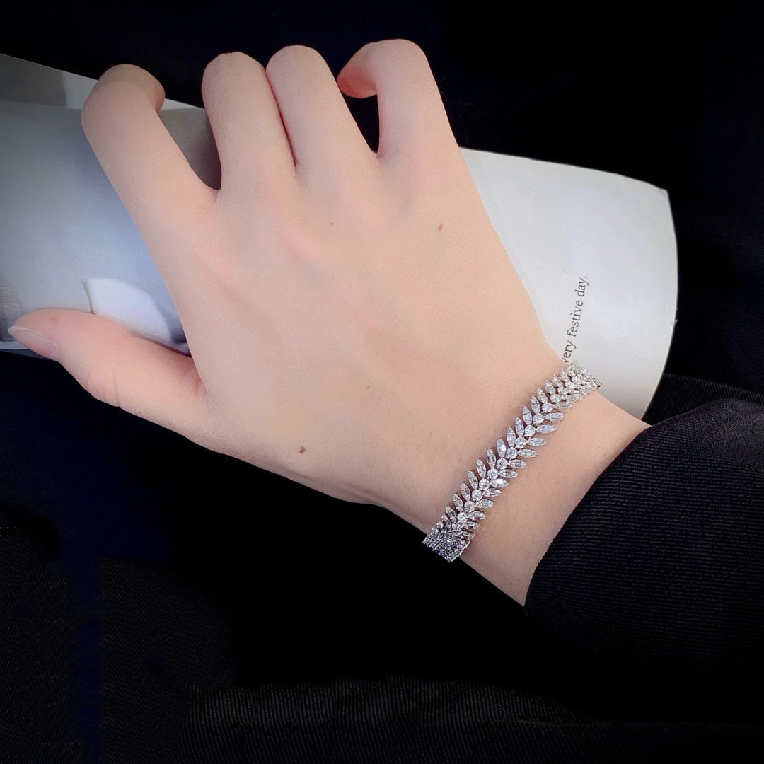 14k Gold 4.5 Ct Natural H Diamond Bracelet - 7