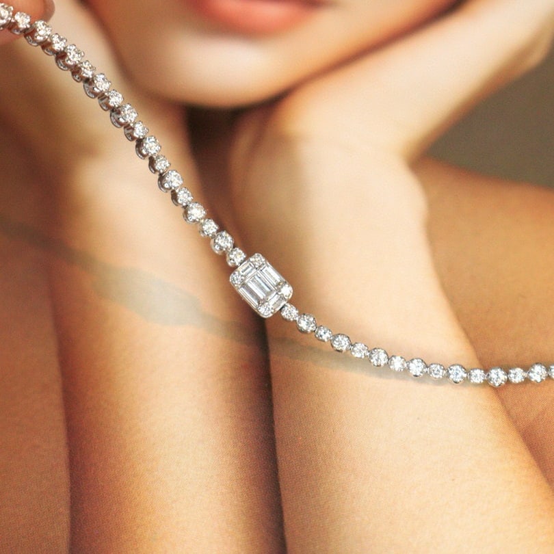 14k Gold 0.6 Ct Natural H Diamond Bracelet - 3