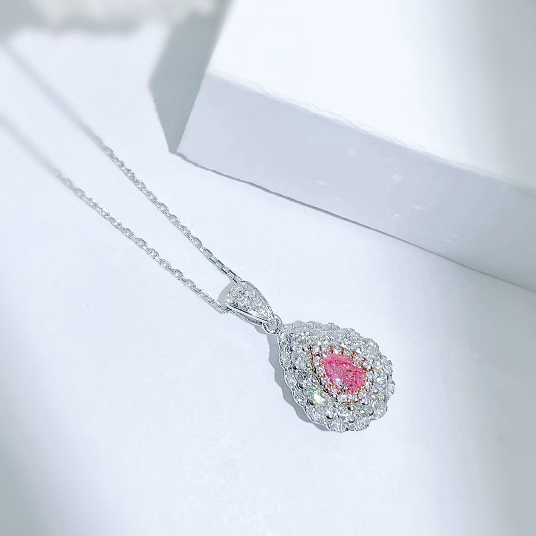 14k Gold 0.62 Ctw Natural Pink Diamond & Diamond Necklace - 2