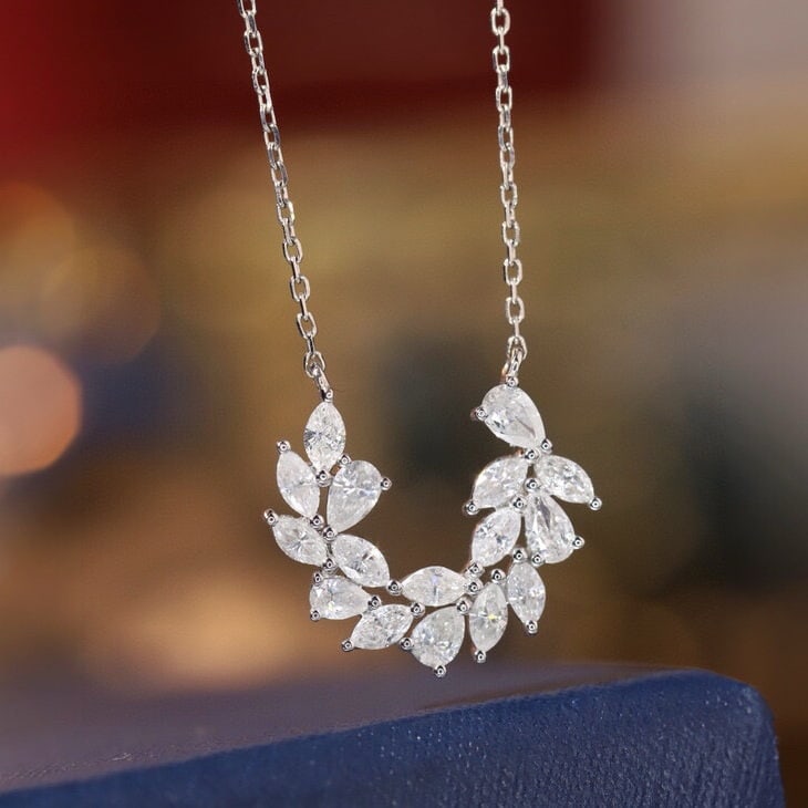 14k Gold 1.05 Ct Natural H Diamond Necklace - 4