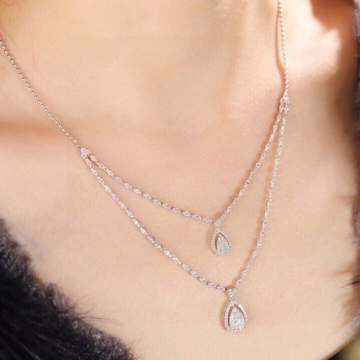 14k Gold 2 Ct Natural H Diamond Necklace - 5