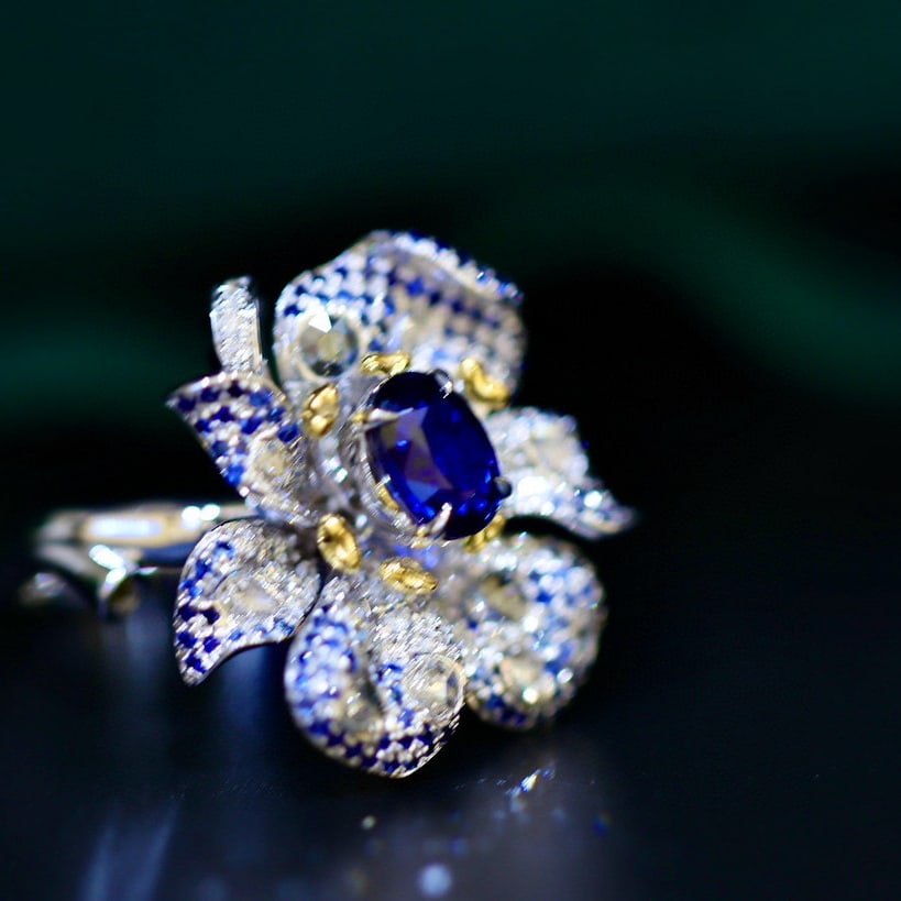 14k Gold 2.03 Ctw Natural Sapphire & Diamond Ring/pendant( Without Chain ) - 2