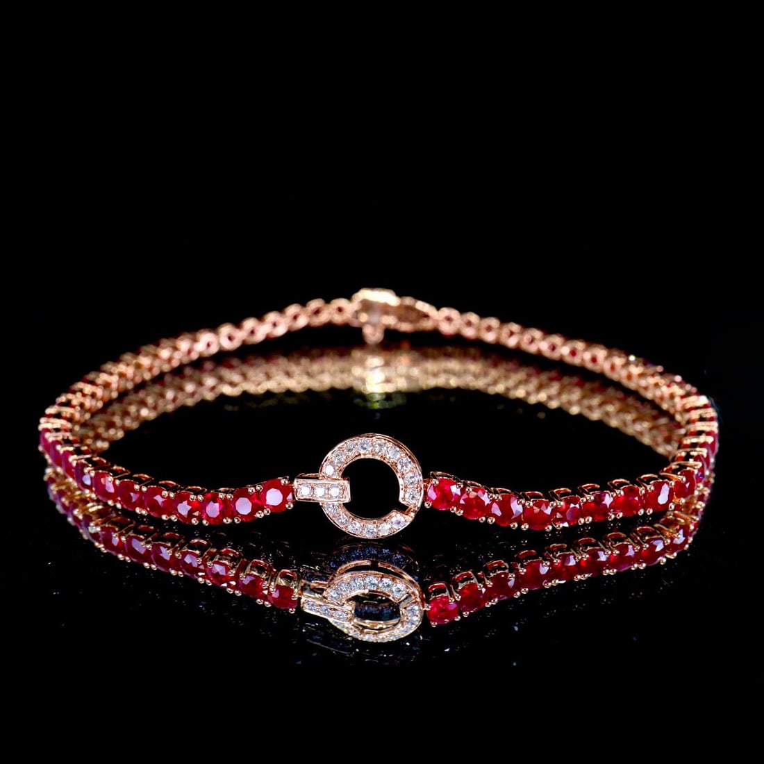 14k Gold 5.35 Ctw Natural Ruby & Diamond Bracelet - 5