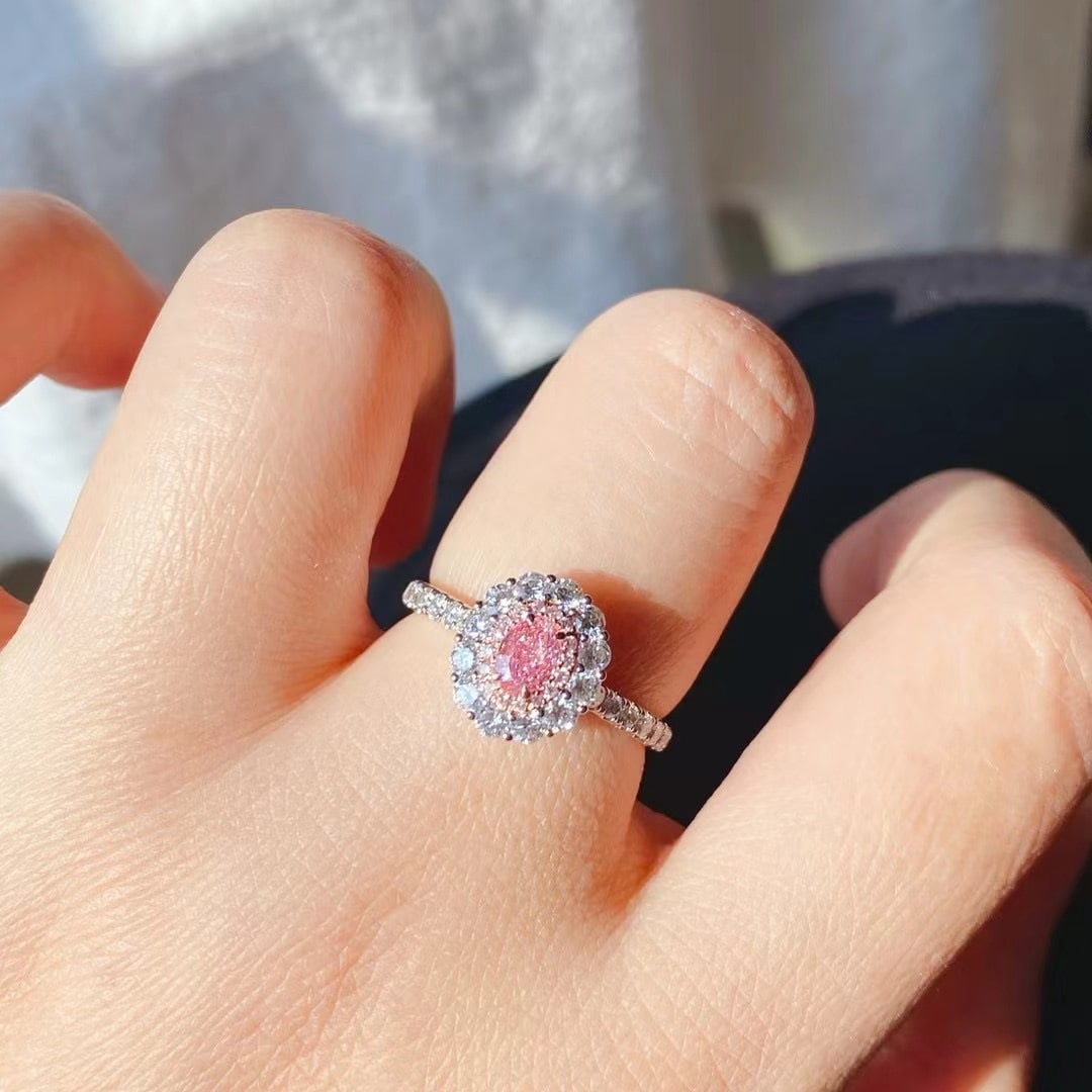 Gia Certified 14k Gold 0.99 Ctw Natural Pink Diamond & Diamond Ring - 5