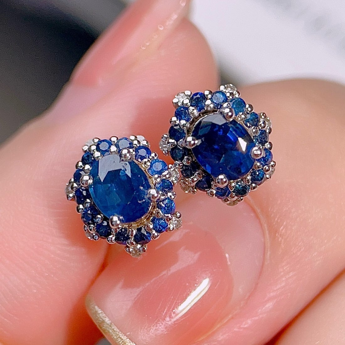 14k Gold 1.43 Ctw Natural Sapphire & Sapphire Earrings - 2