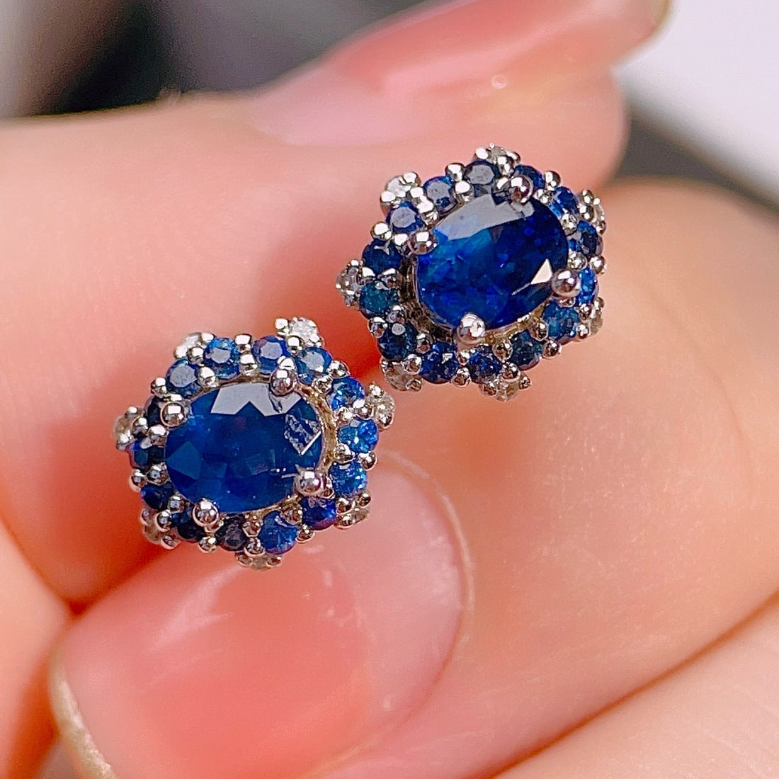 14k Gold 1.43 Ctw Natural Sapphire & Sapphire Earrings - 3