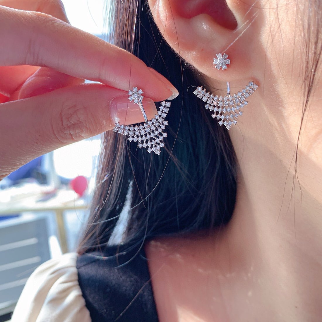 14k Gold 1.1 Ct Natural H Diamond Earrings - 2