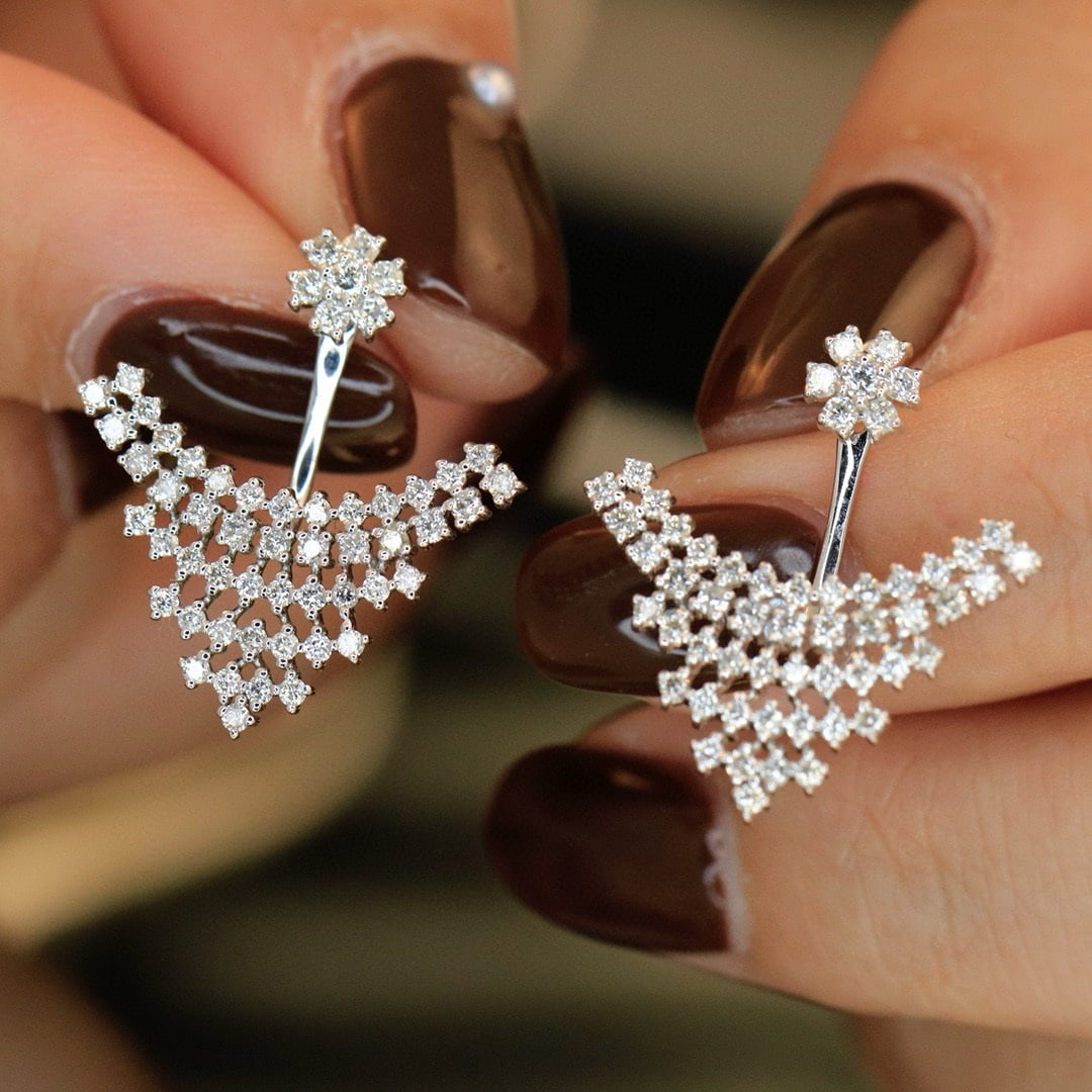 14k Gold 1.1 Ct Natural H Diamond Earrings - 5