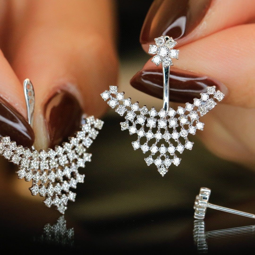 14k Gold 1.1 Ct Natural H Diamond Earrings - 6