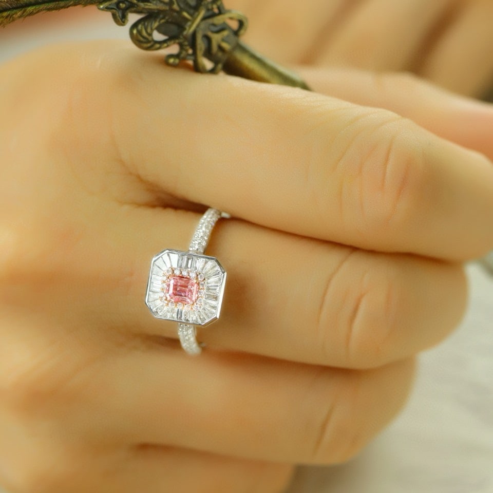 14k Gold 0.94 Ctw Natural Pink Diamond & Diamond Ring - 2