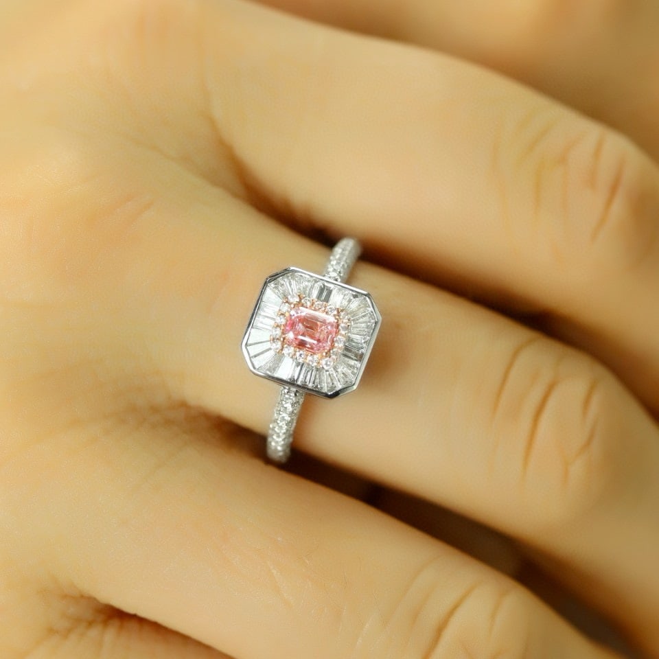 14k Gold 0.94 Ctw Natural Pink Diamond & Diamond Ring - 3