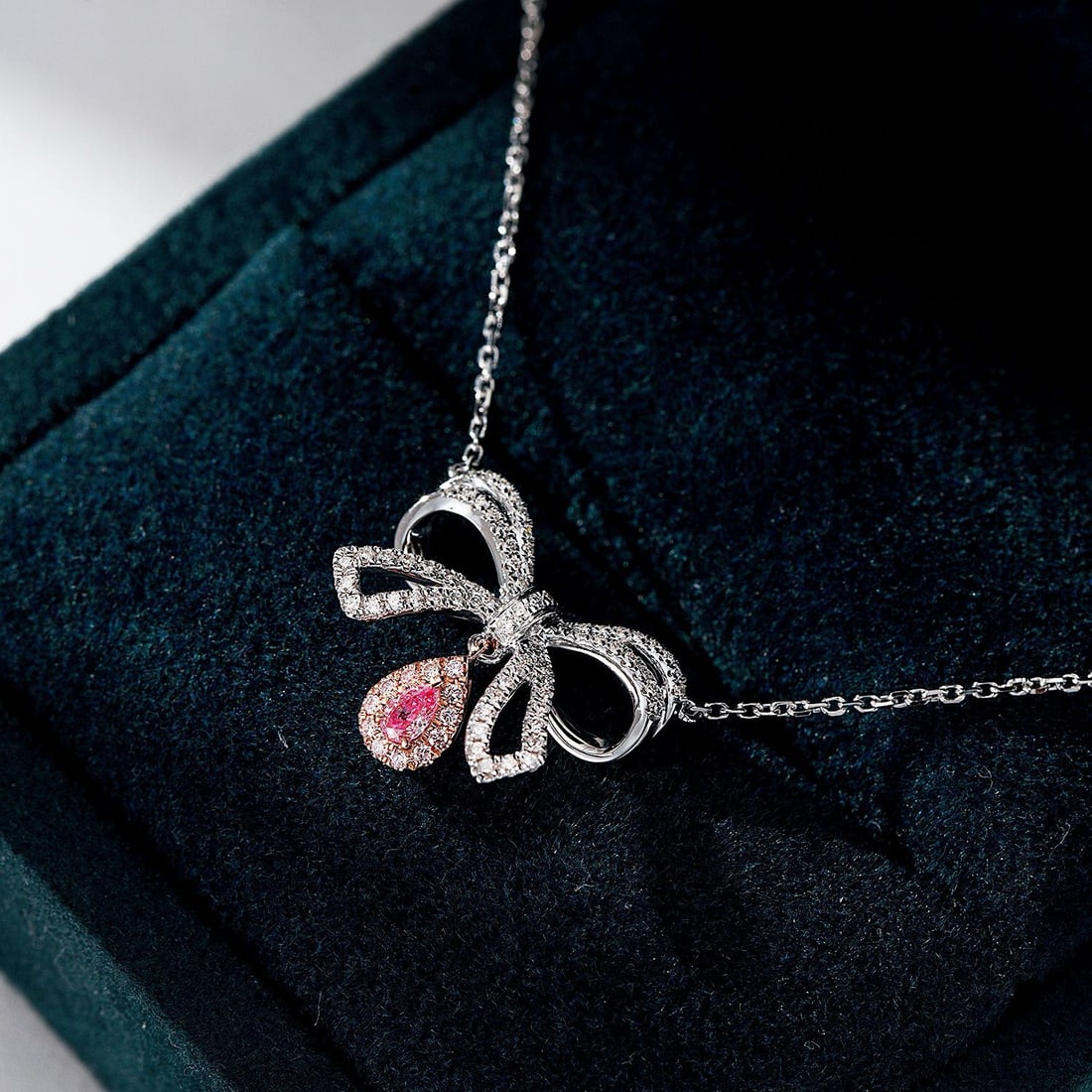 14k Gold 0.26 Ctw Natural Pink Diamond & Diamond Necklace - 2