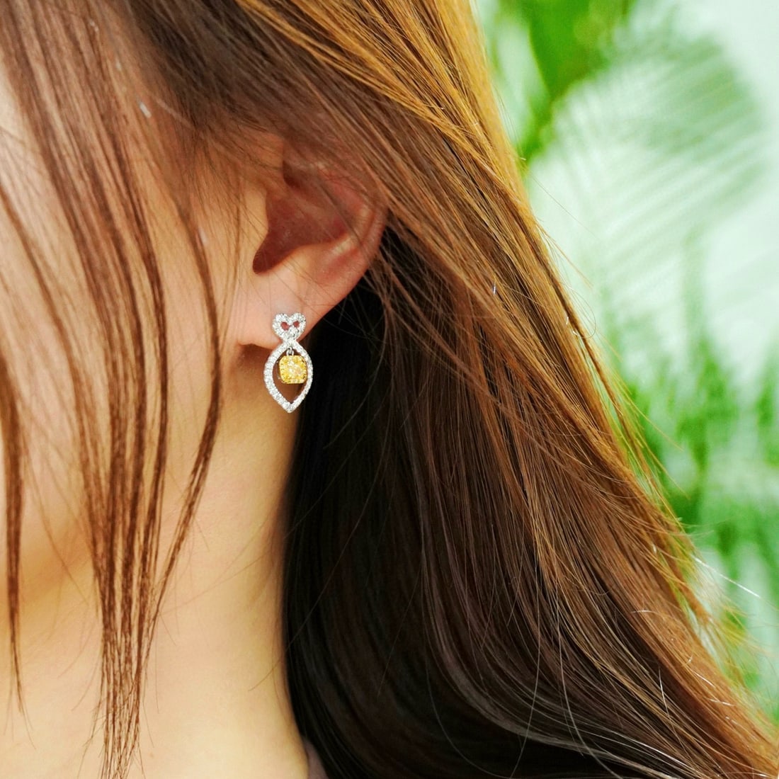 14k Gold 1.76 Ctw Natural Yellow Diamond & Diamond Earrings - 4