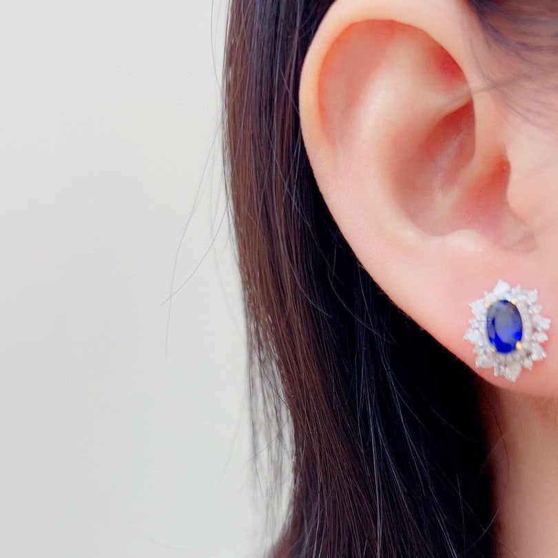 14k Gold 2.71 Ctw Natural Sapphire & Diamond Earrings - 6