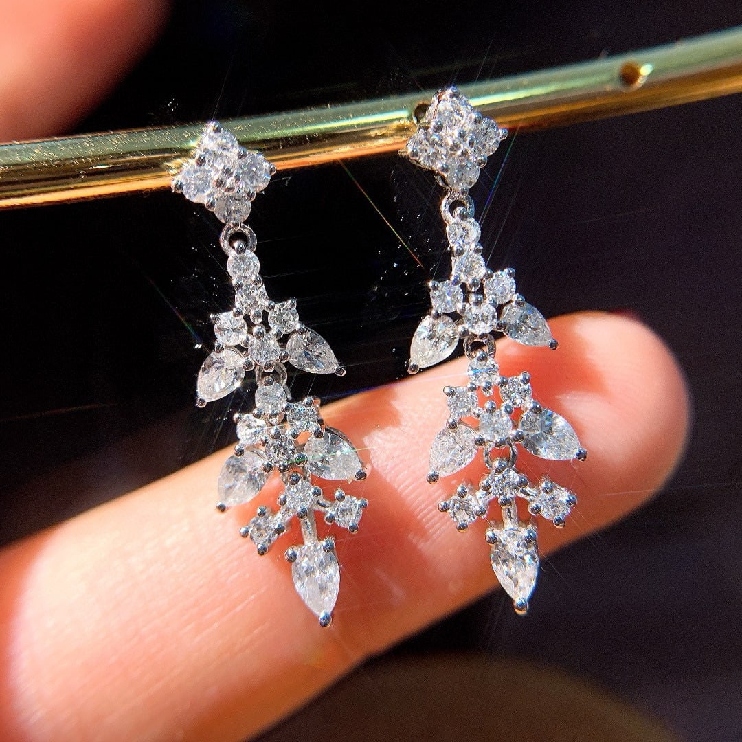 14k Gold 1.3 Ct Natural H Diamond Earrings - 2