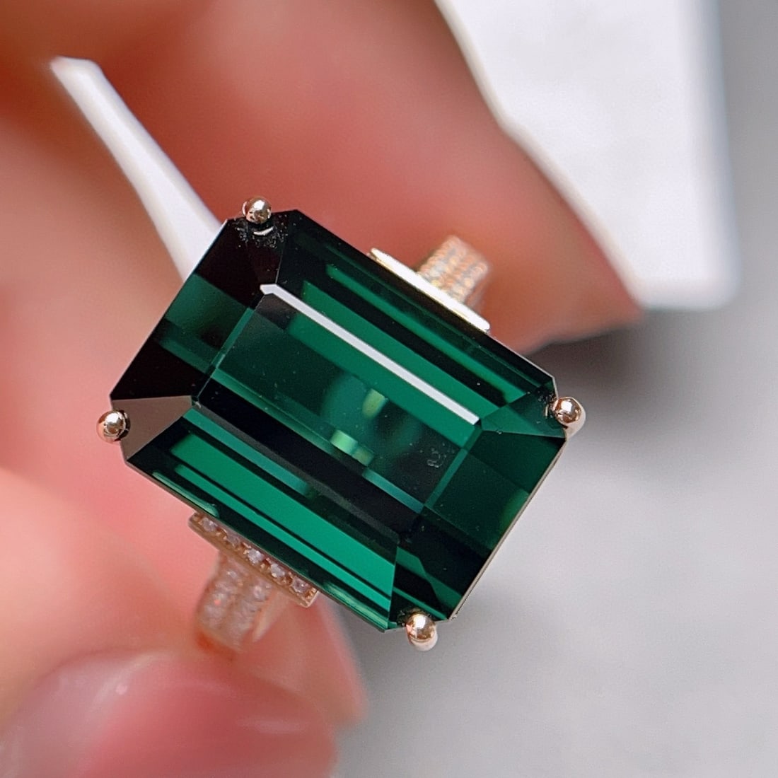 14k Gold 15.42 Ctw Natural Tourmaline & Diamond Ring - 4