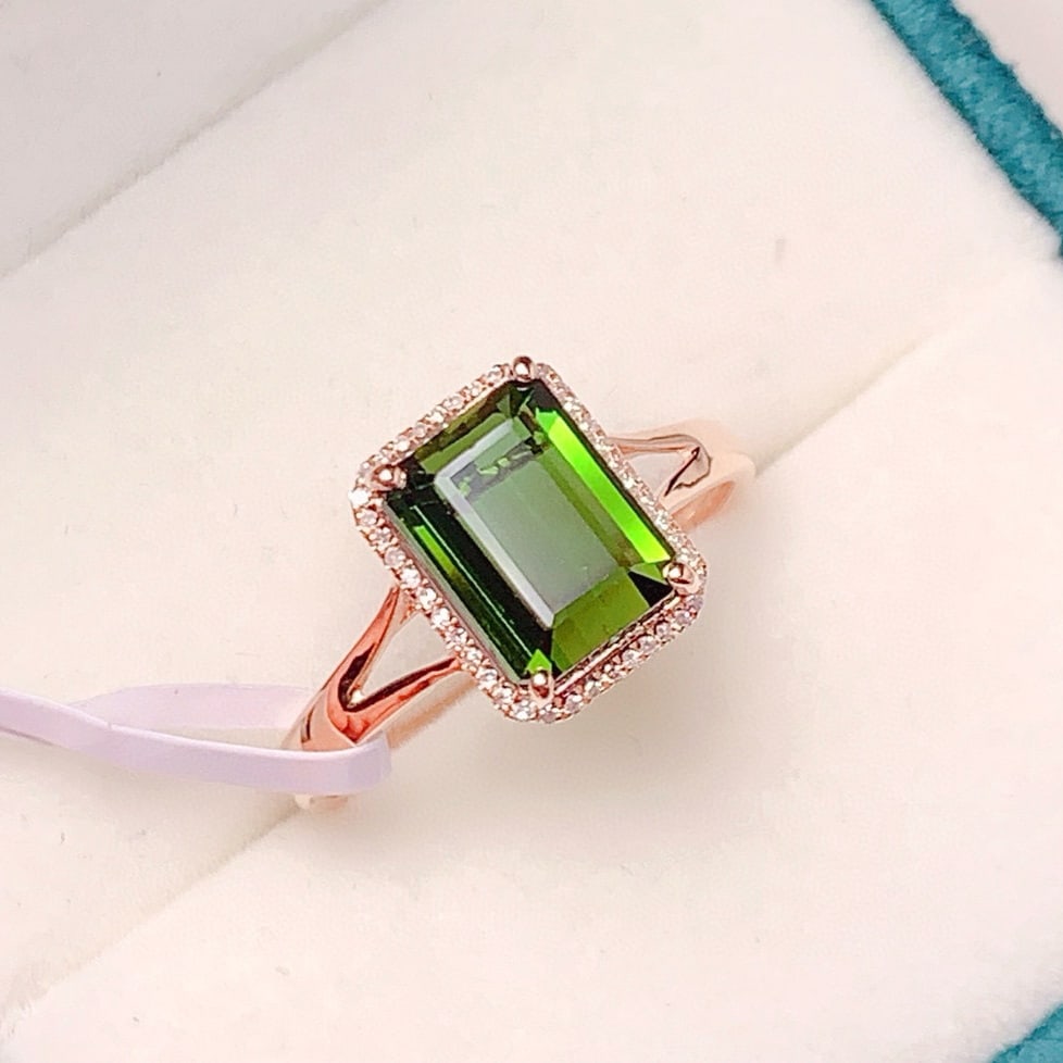 14k Gold 2.88 Ct Natural Tourmaline & Diamond Ring - 2