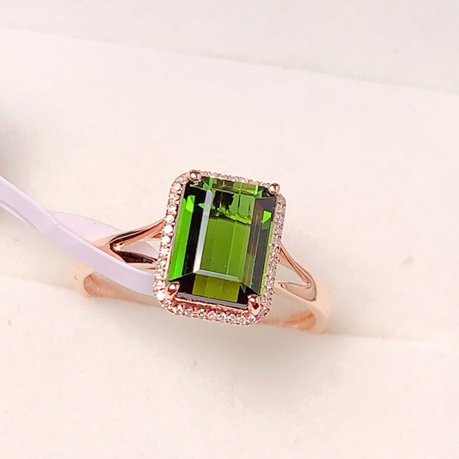 14k Gold 2.88 Ct Natural Tourmaline & Diamond Ring - 5