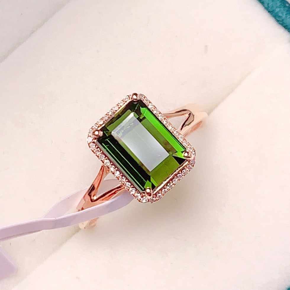 14k Gold 2.88 Ct Natural Tourmaline & Diamond Ring - 6