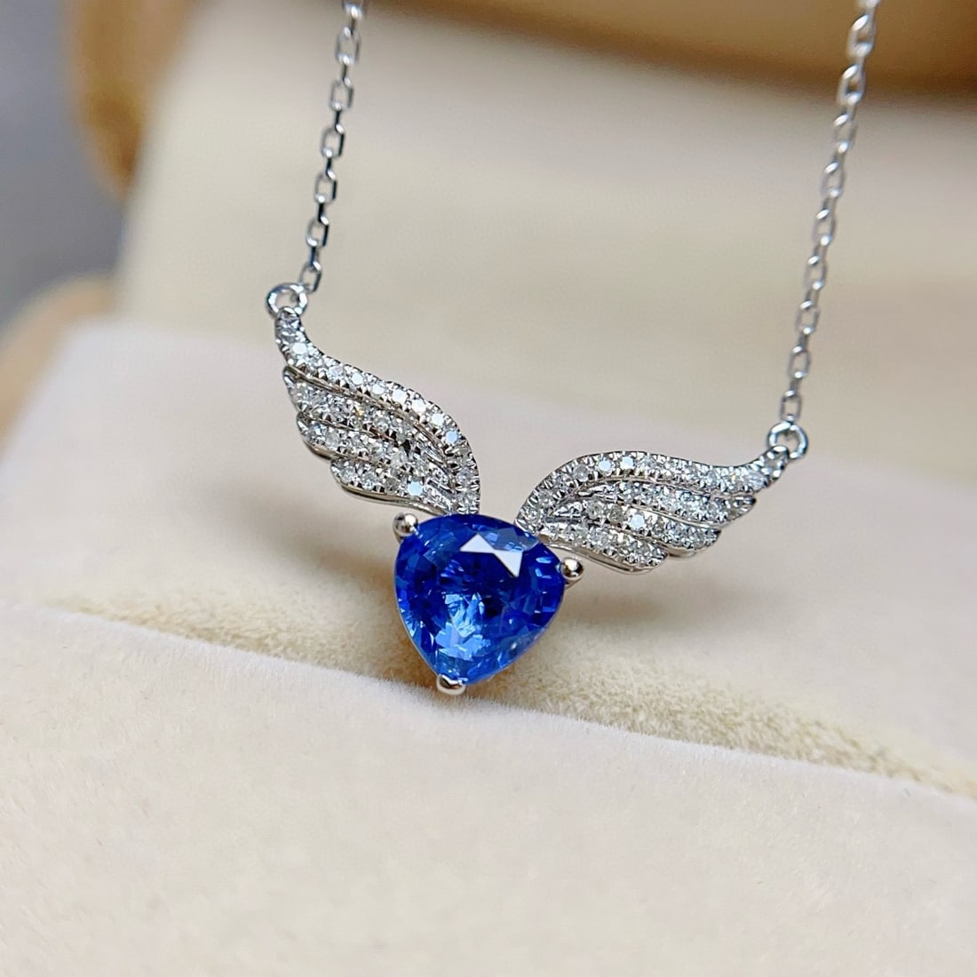 14k Gold 1.40 Ct Natural Sapphire & Diamond Necklace - 6