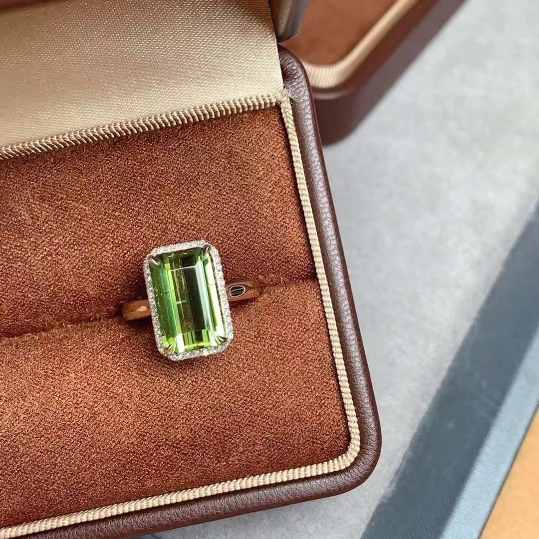 14k Gold 4.97 Ctw Natural Tourmaline & Diamond Ring - 5