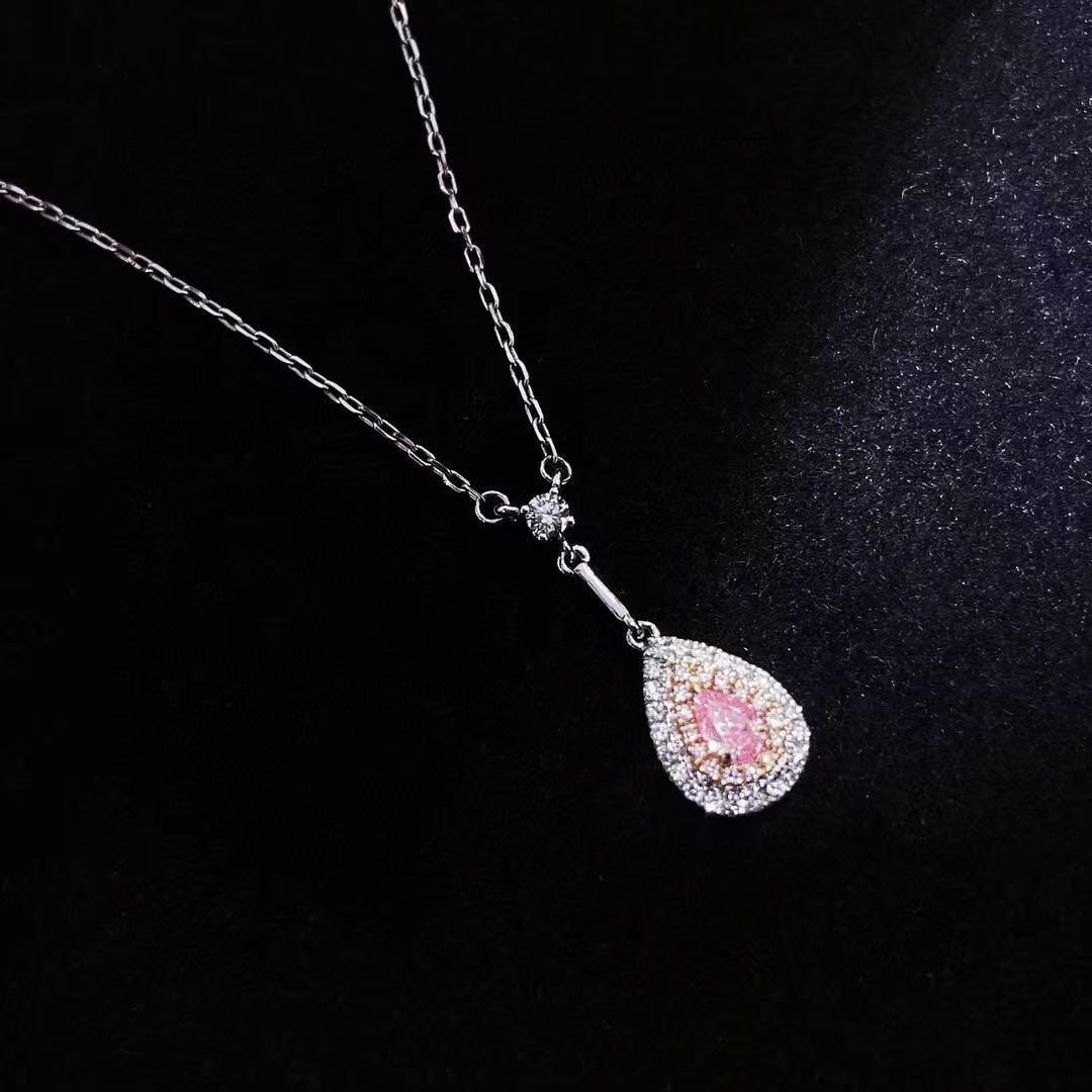 14k Gold 0.30 Ctw Natural Pink Diamond & Diamond Necklace - 3