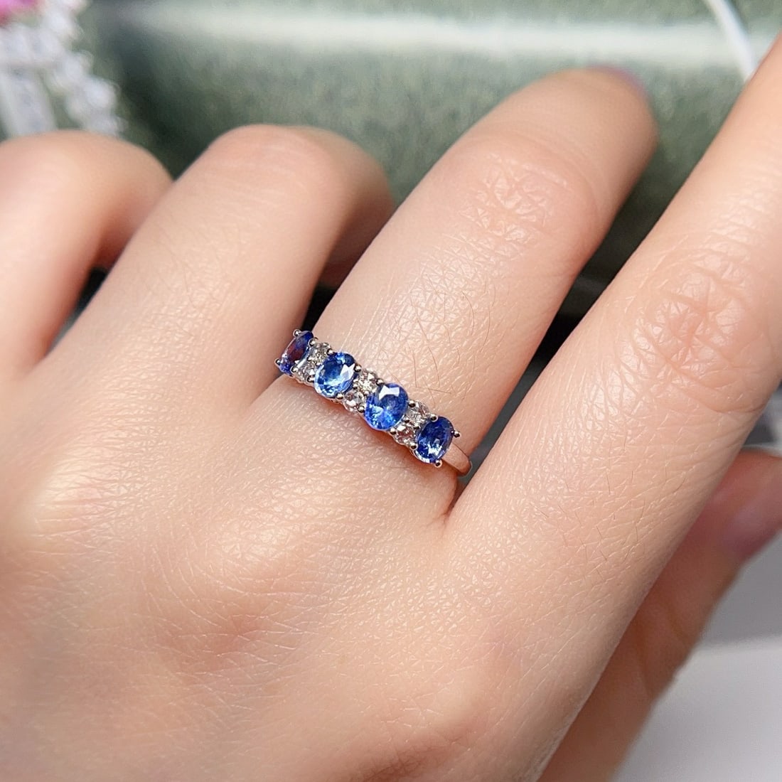 14k Gold 1.52 Ct Natural Sapphire & Sapphire Ring - 5