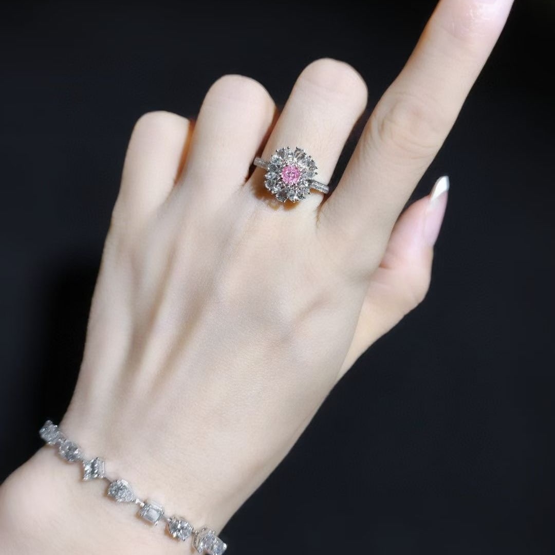 14k Gold 0.93 Ctw Natural Pink Diamond & Diamond Ring - 3