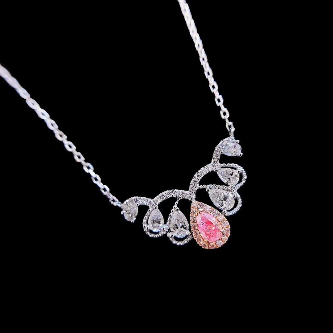 14k Gold 0.50 Ctw Natural Pink Diamond & Diamond Necklace - 2