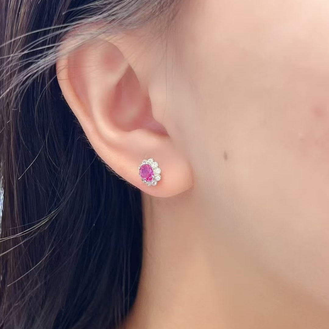 14k Gold 1.16 Ct Natural Ruby & Sapphire Earrings - 2