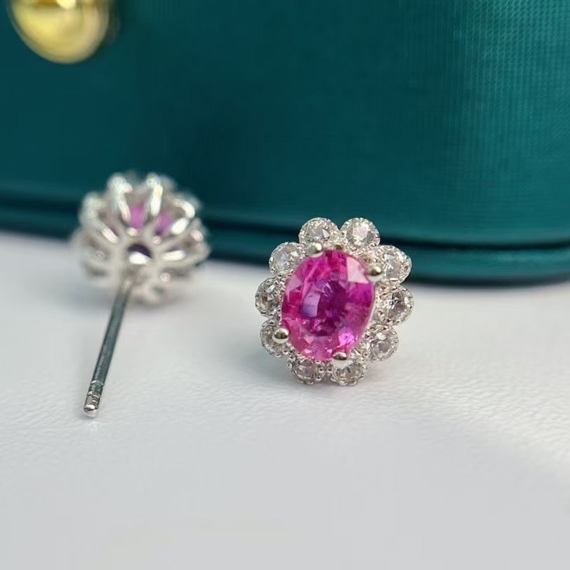 14k Gold 1.16 Ct Natural Ruby & Sapphire Earrings - 3