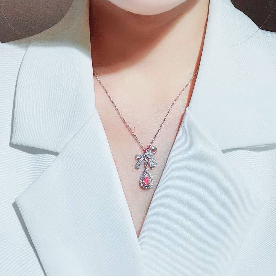 14k Gold 0.56 Ctw Natural Pink Diamond & Diamond Necklace - 3