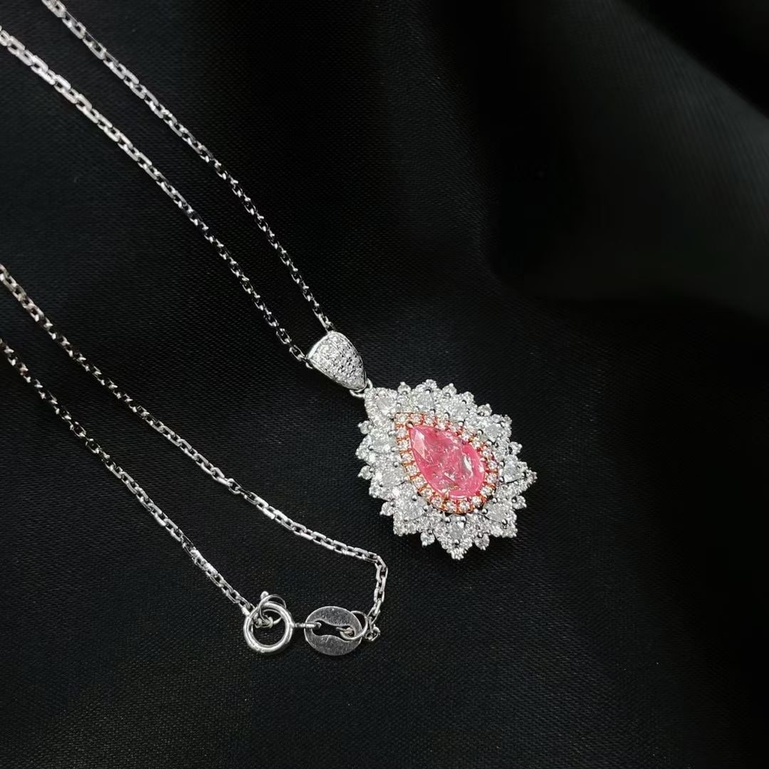 14k Gold 1.44 Ctw Natural Pink Diamond & Diamond Necklace - 2