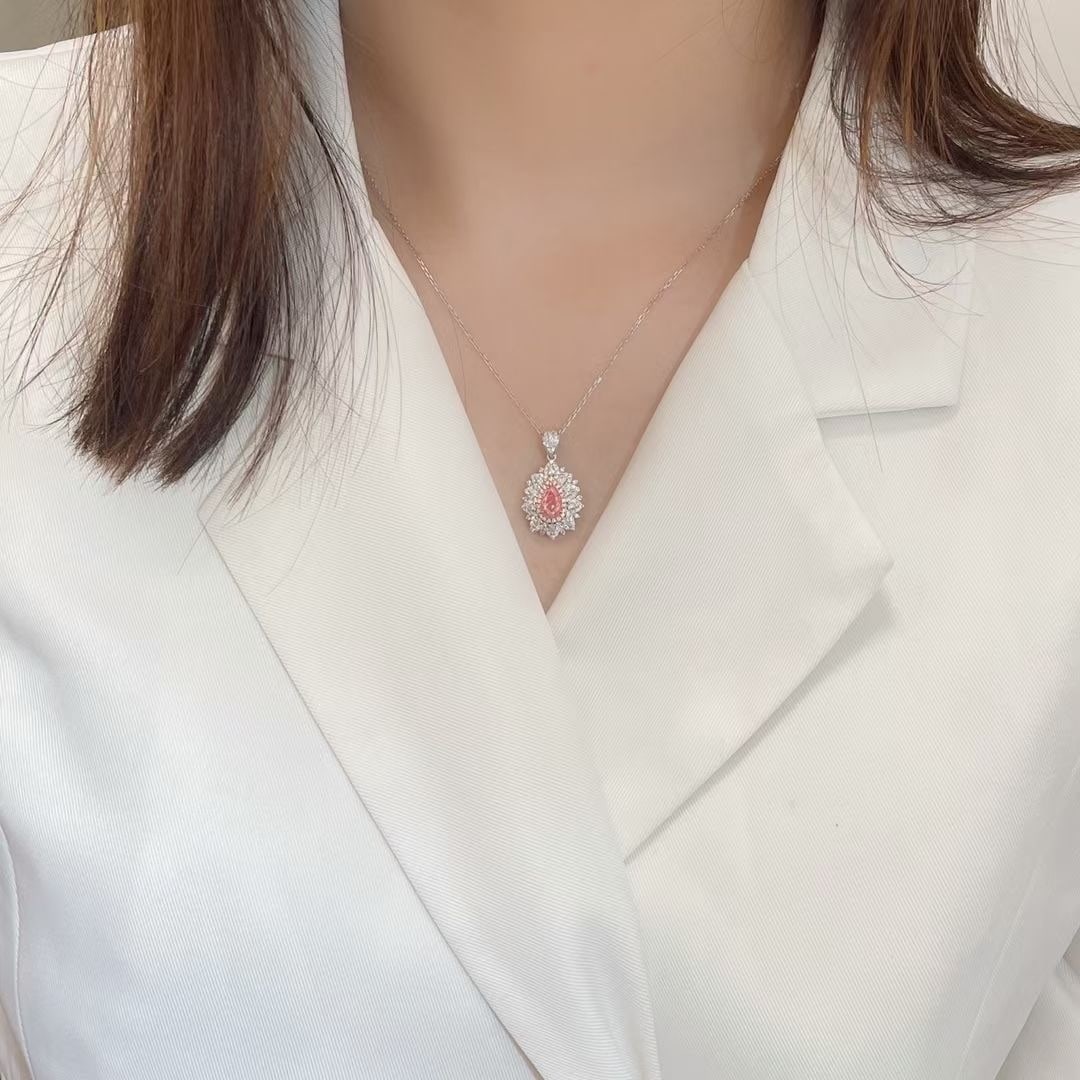 14k Gold 1.44 Ctw Natural Pink Diamond & Diamond Necklace - 3