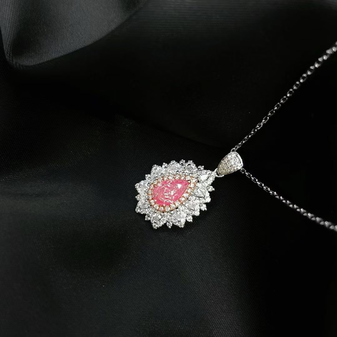 14k Gold 1.44 Ctw Natural Pink Diamond & Diamond Necklace - 4