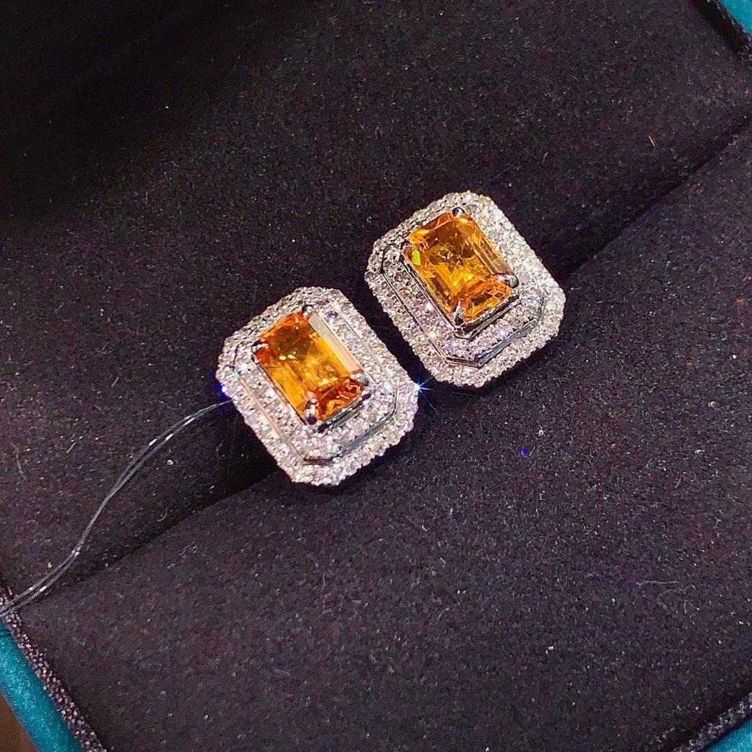 14k Gold 1.84 Ctw Natural Sapphire & Diamond Earrings - 2