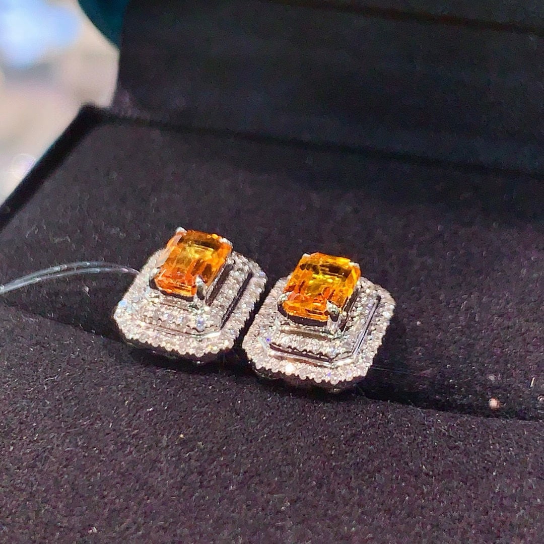 14k Gold 1.84 Ctw Natural Sapphire & Diamond Earrings - 4