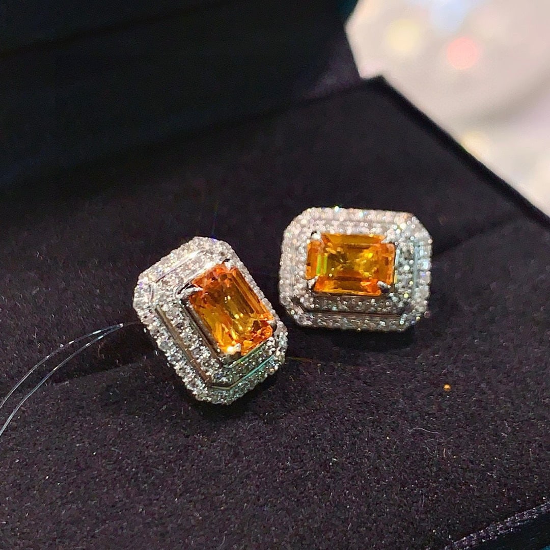 14k Gold 1.84 Ctw Natural Sapphire & Diamond Earrings - 5