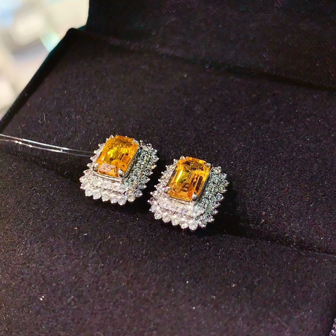 14k Gold 1.45 Ctw Natural Sapphire & Diamond Earrings - 3