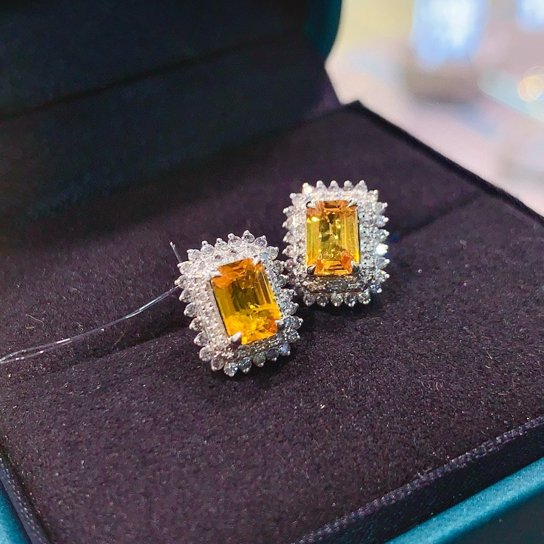 14k Gold 1.45 Ctw Natural Sapphire & Diamond Earrings - 4