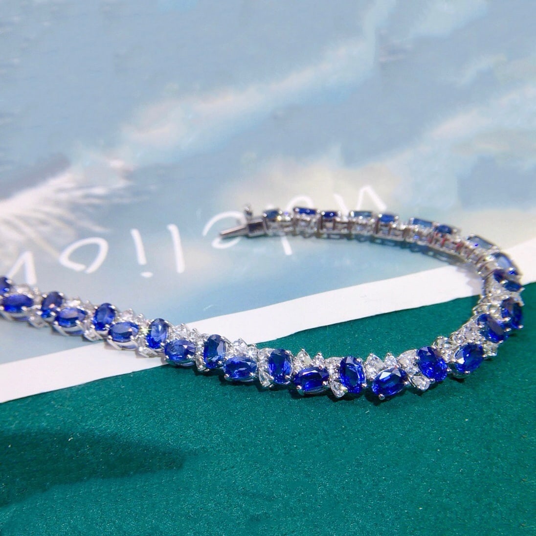 14k Gold 14.29 Ctw Natural Sapphire & Sapphire Bracelet - 2