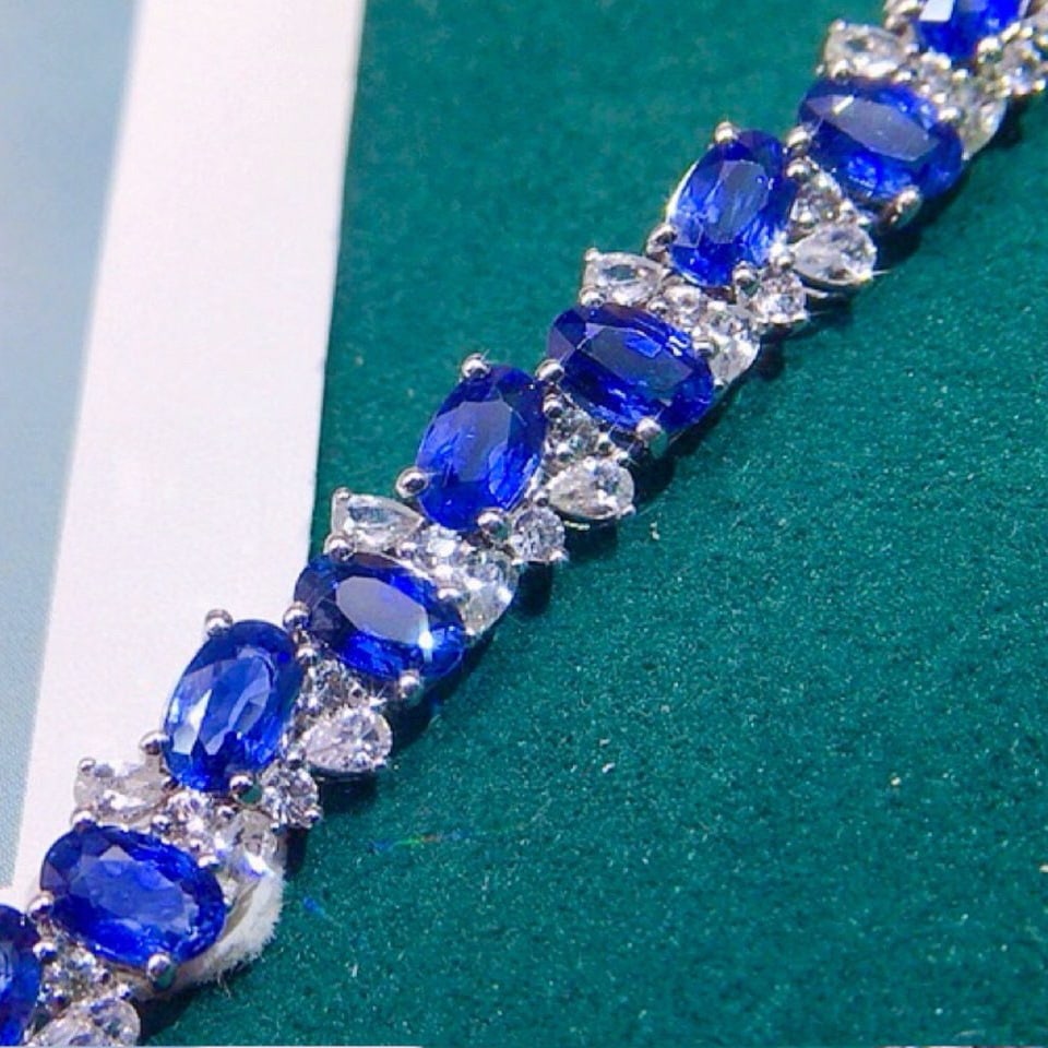 14k Gold 14.29 Ctw Natural Sapphire & Sapphire Bracelet - 3