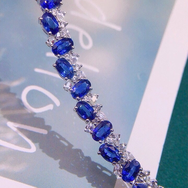 14k Gold 14.29 Ctw Natural Sapphire & Sapphire Bracelet - 4