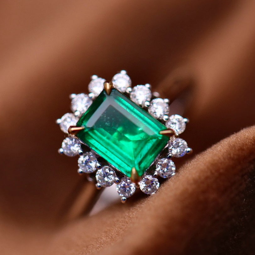 14k Gold 1.82 Ctw Vivid Green Natural Emerald & Diamond Ring/pendant( Without Chain ) - 3