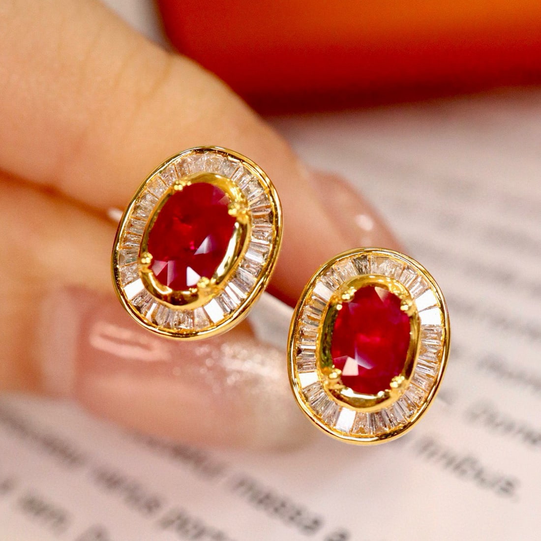 14k Gold 1.57 Ctw Natural Ruby & Diamond Earrings - 2