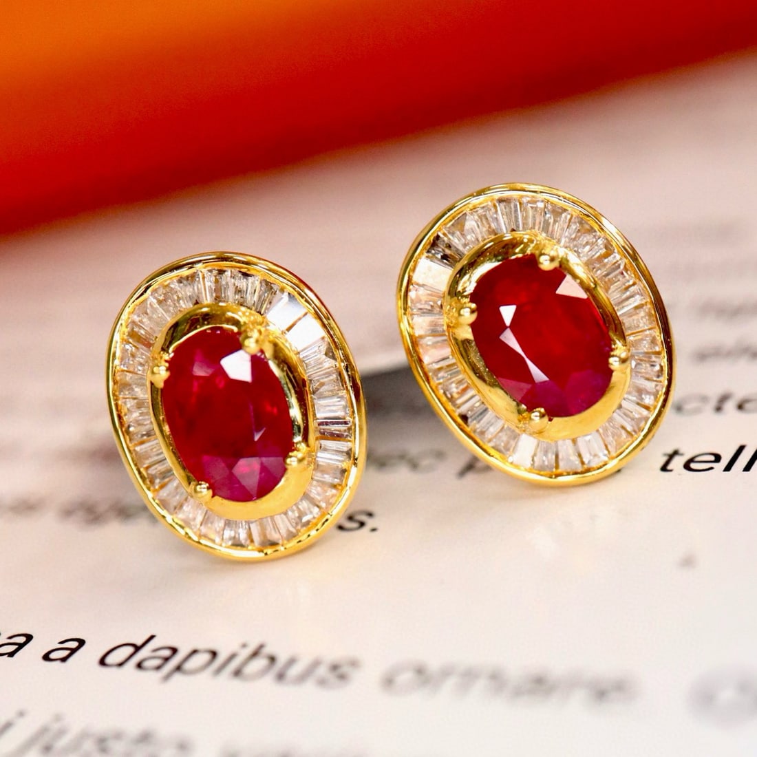 14k Gold 1.57 Ctw Natural Ruby & Diamond Earrings - 4