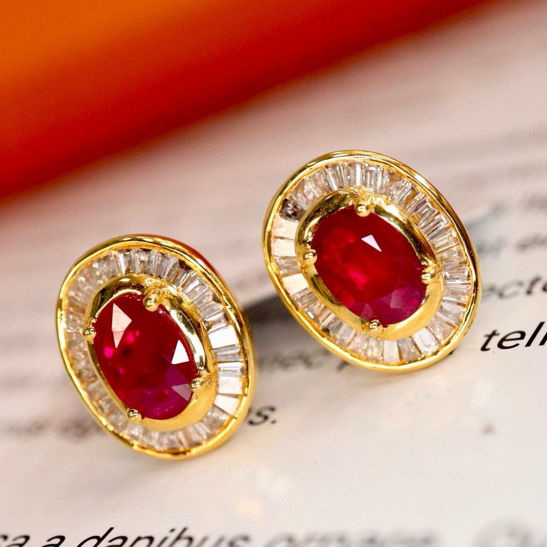 14k Gold 1.57 Ctw Natural Ruby & Diamond Earrings - 5