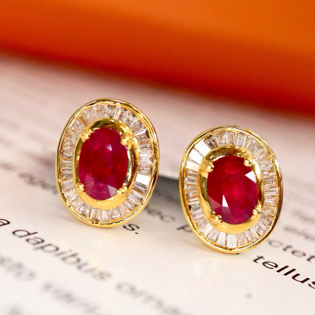 14k Gold 1.57 Ctw Natural Ruby & Diamond Earrings - 6