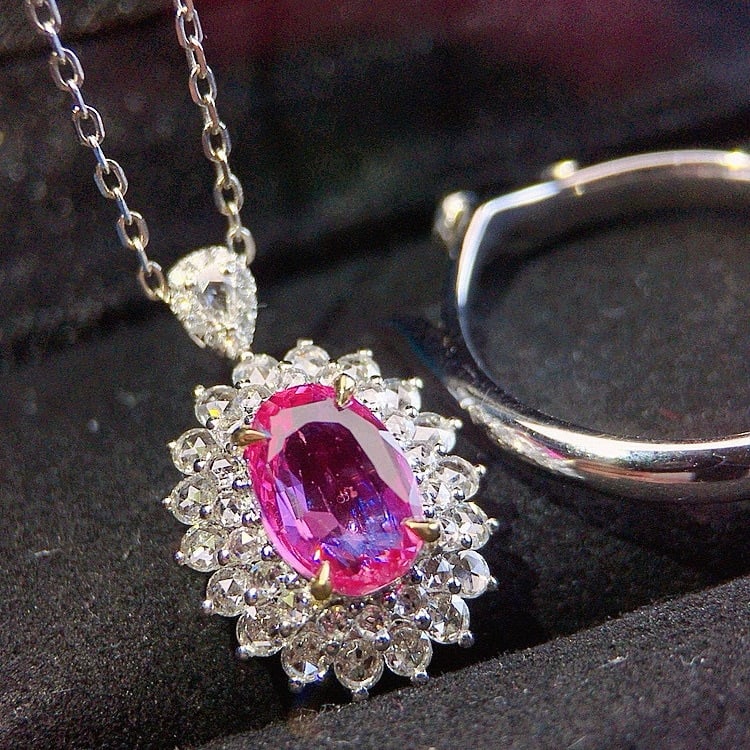 14k Gold 2.32 Ctw Natural Padparadscha Sapphire & Diamond Ring/pendant( Without Chain ) - 4